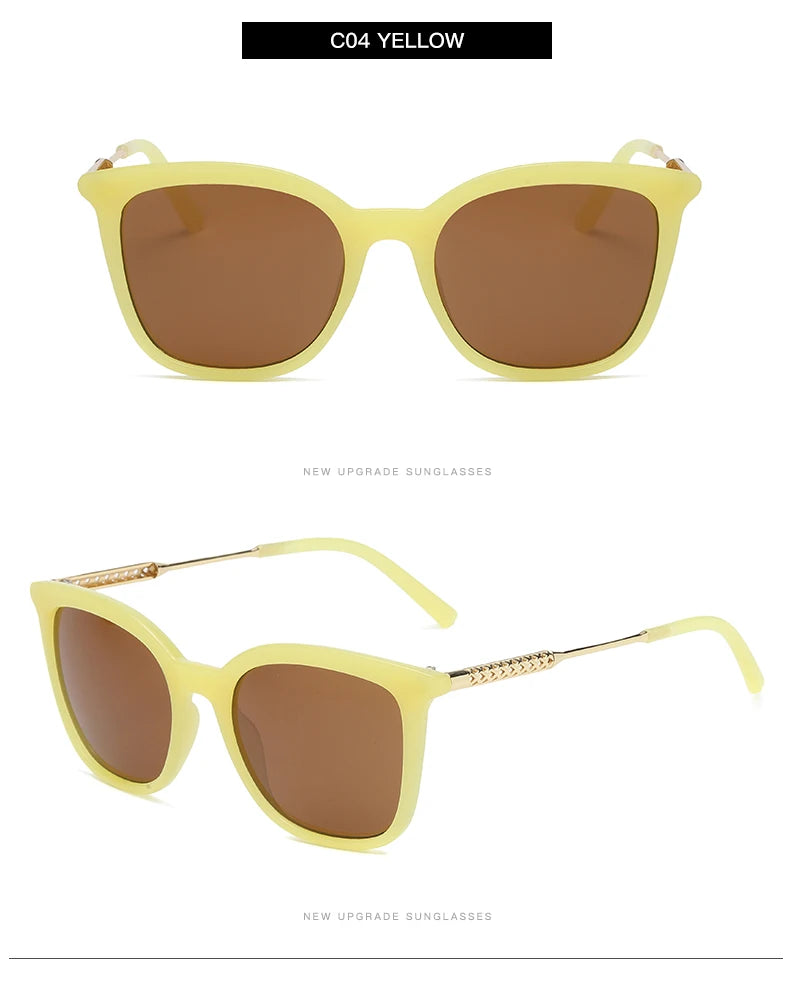 Classic Gold Accent Square Retro Sunglasses