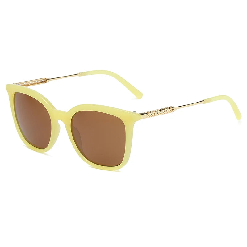 Classic Gold Accent Square Retro Sunglasses