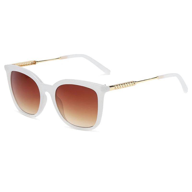 Classic Gold Accent Square Retro Sunglasses