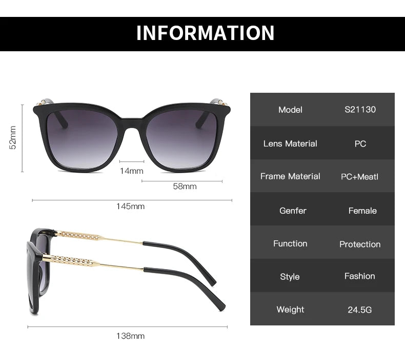 Classic Gold Accent Square Retro Sunglasses