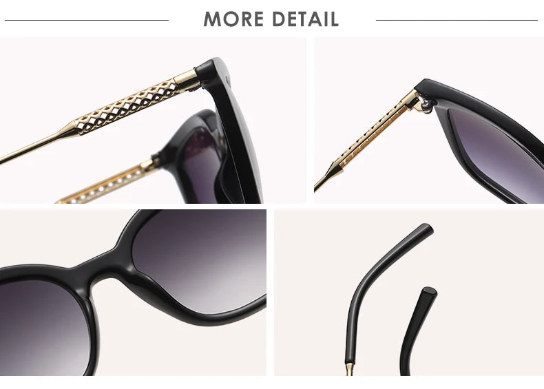 Classic Gold Accent Square Retro Sunglasses