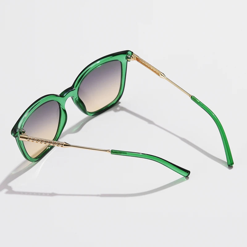Classic Gold Accent Square Retro Sunglasses