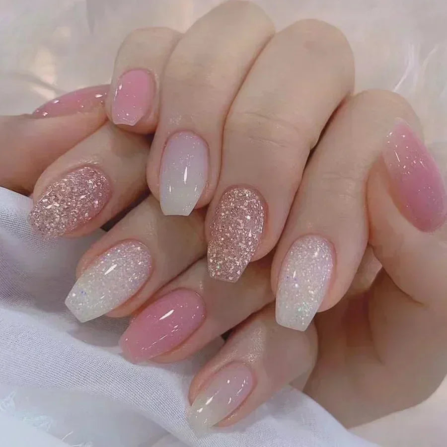 24Pcs Medium Short Square Press on Nails