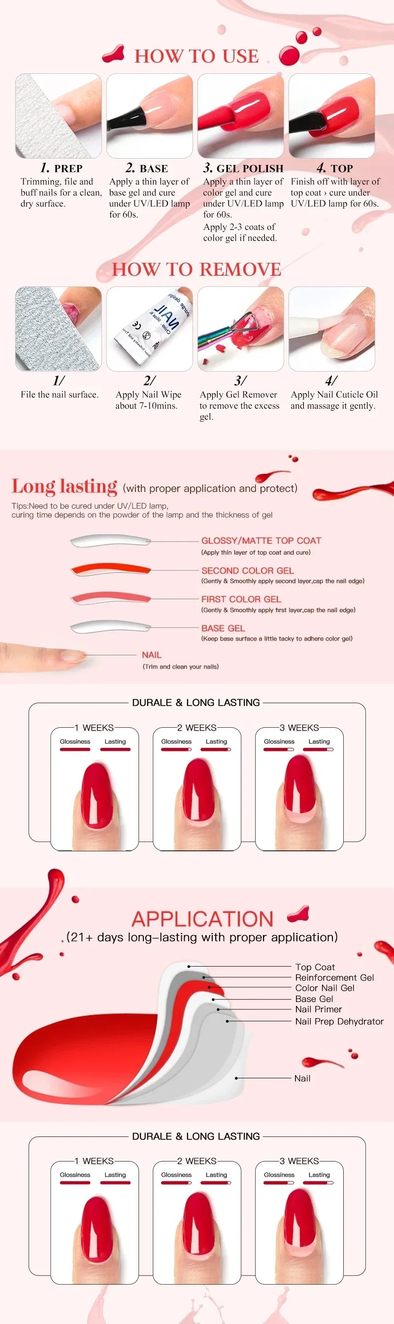 MEET ACROSS 6Pcs Gel Nail Polish Set