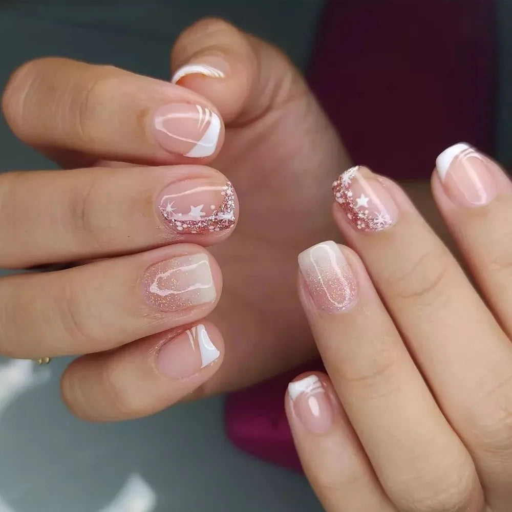 24Pcs Medium Short Square Press on Nails