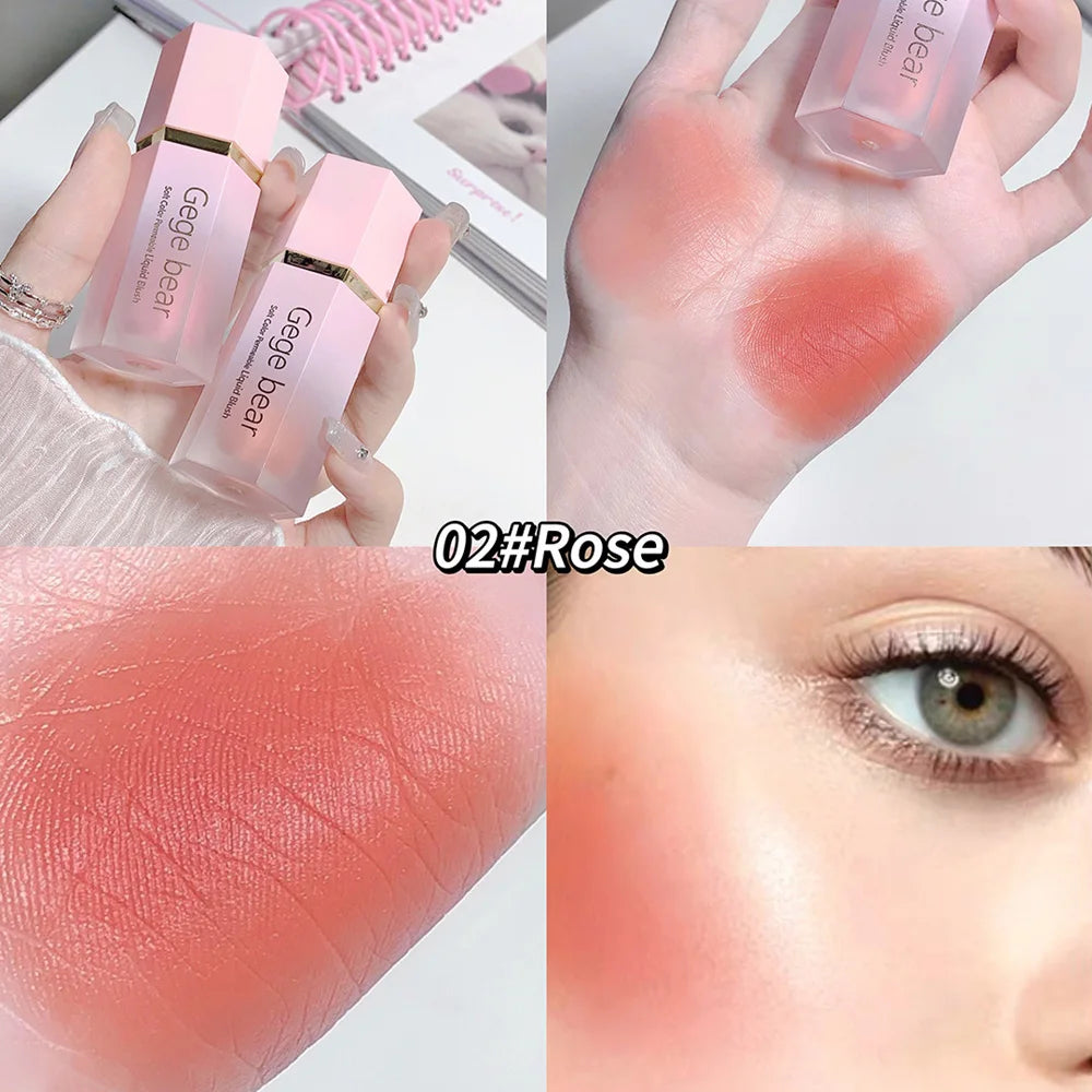 Gege Bear Liquid Blush Cream 6 Colours Smooth Velvet Matte Pink Blusher Natural Easy To Smudge