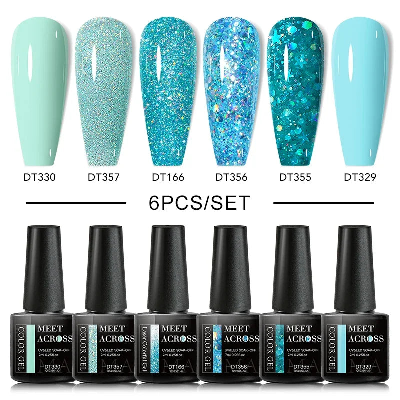 MEET ACROSS 6Pcs Gel Nail Polish Set