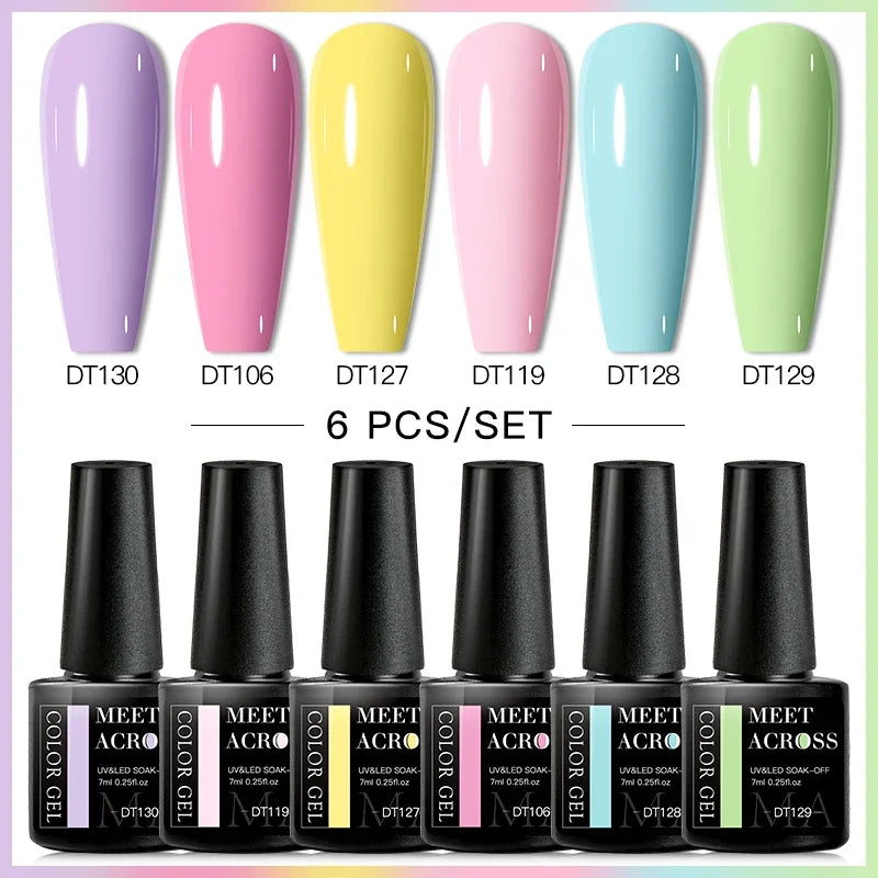 MEET ACROSS 6Pcs Gel Nail Polish Set