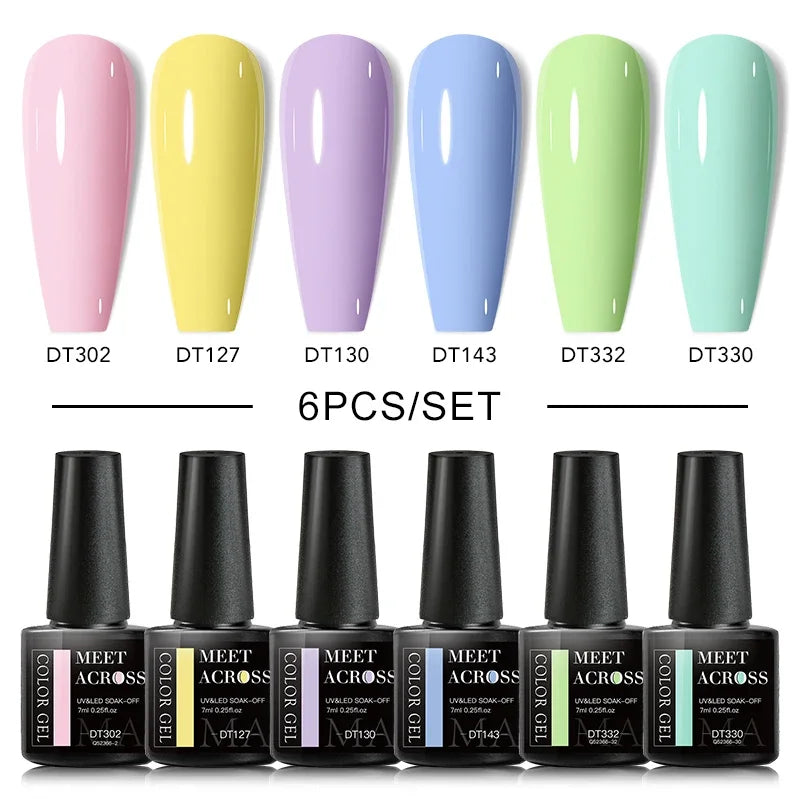 MEET ACROSS 6Pcs Gel Nail Polish Set