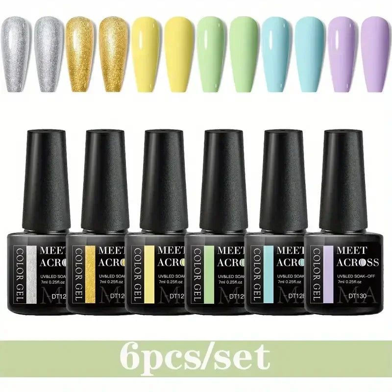 MEET ACROSS 6Pcs Gel Nail Polish Set