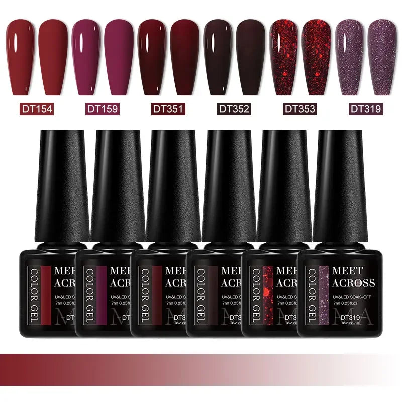 MEET ACROSS 6Pcs Gel Nail Polish Set