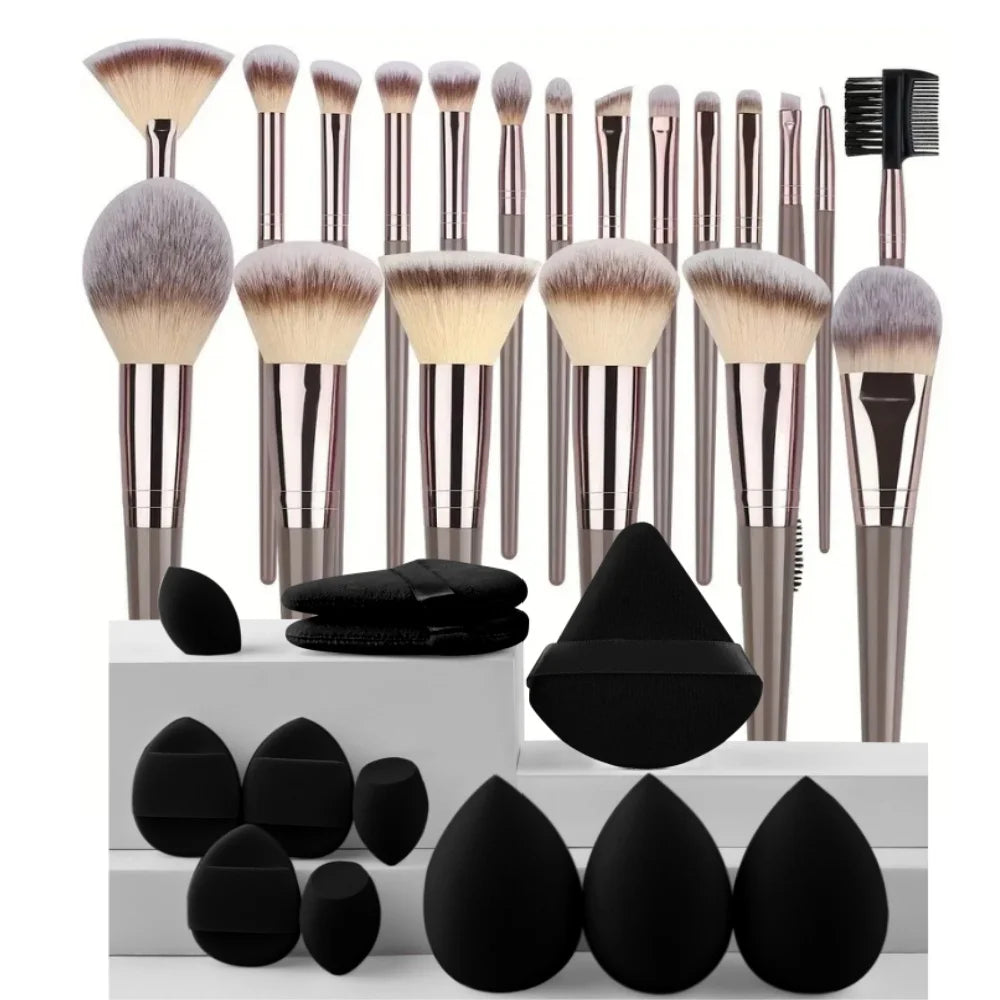 Beauty Blender, Powder Puff and Professional Brush Makeup Set