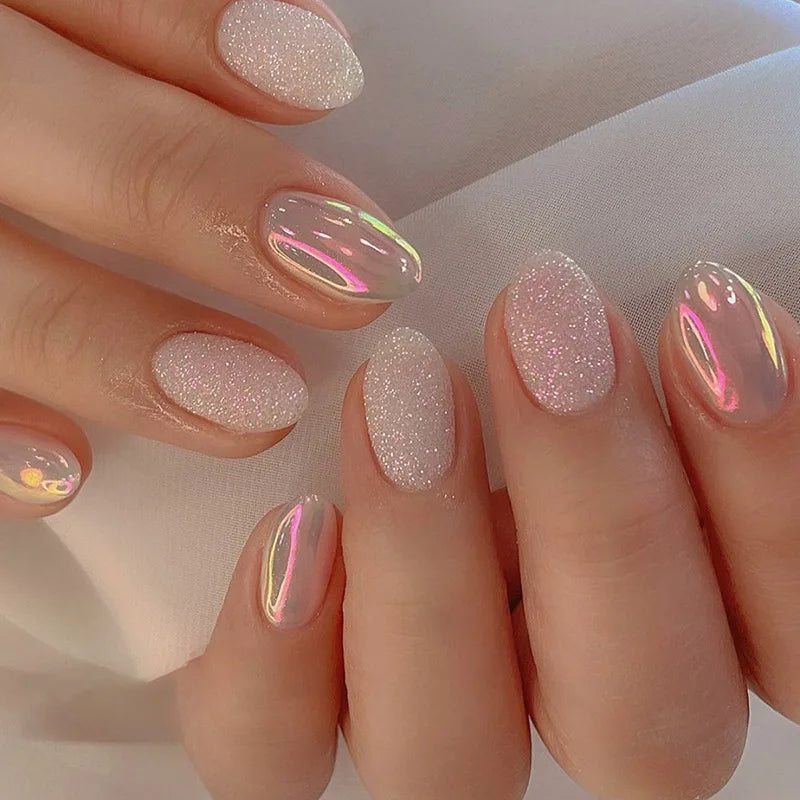 24Pcs Medium Short Square Press on Nails