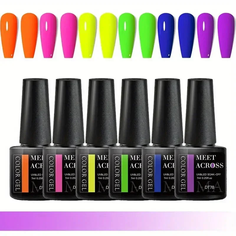 MEET ACROSS 6Pcs Gel Nail Polish Set