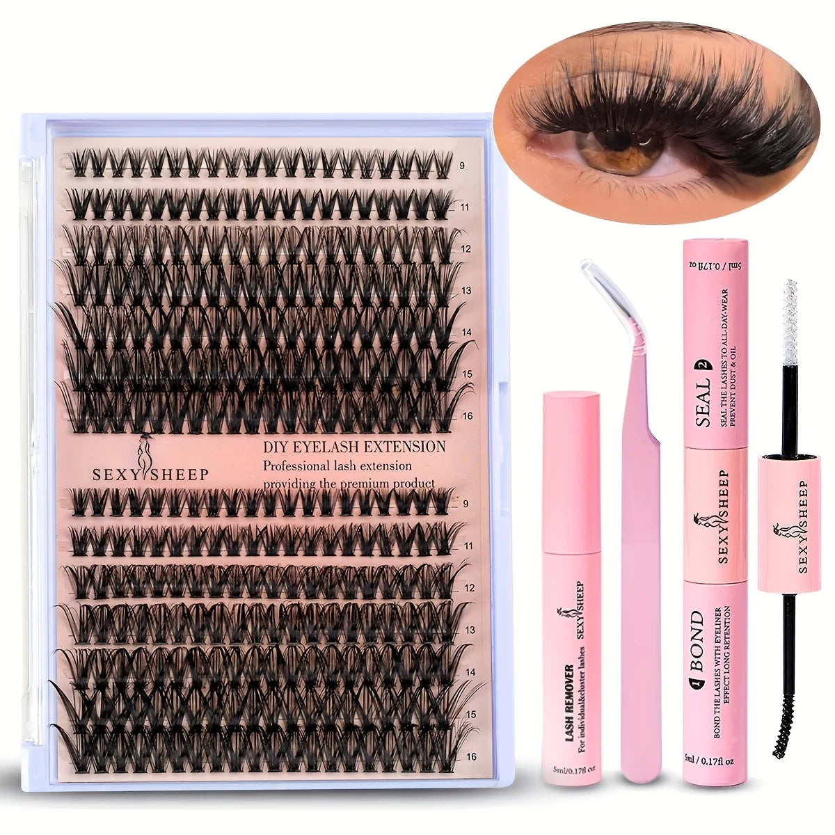 280pcs DIY Lash Extension Kit Individual Lashes Cluster 30D40D MIX with Lash Bond and Seal and Remover Lash Applicator