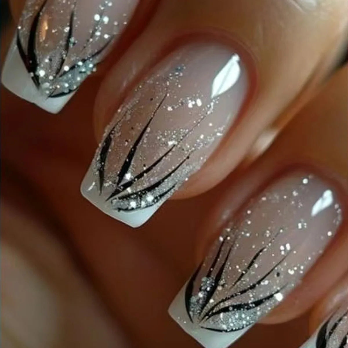 24Pcs Medium Short Square Press on Nails