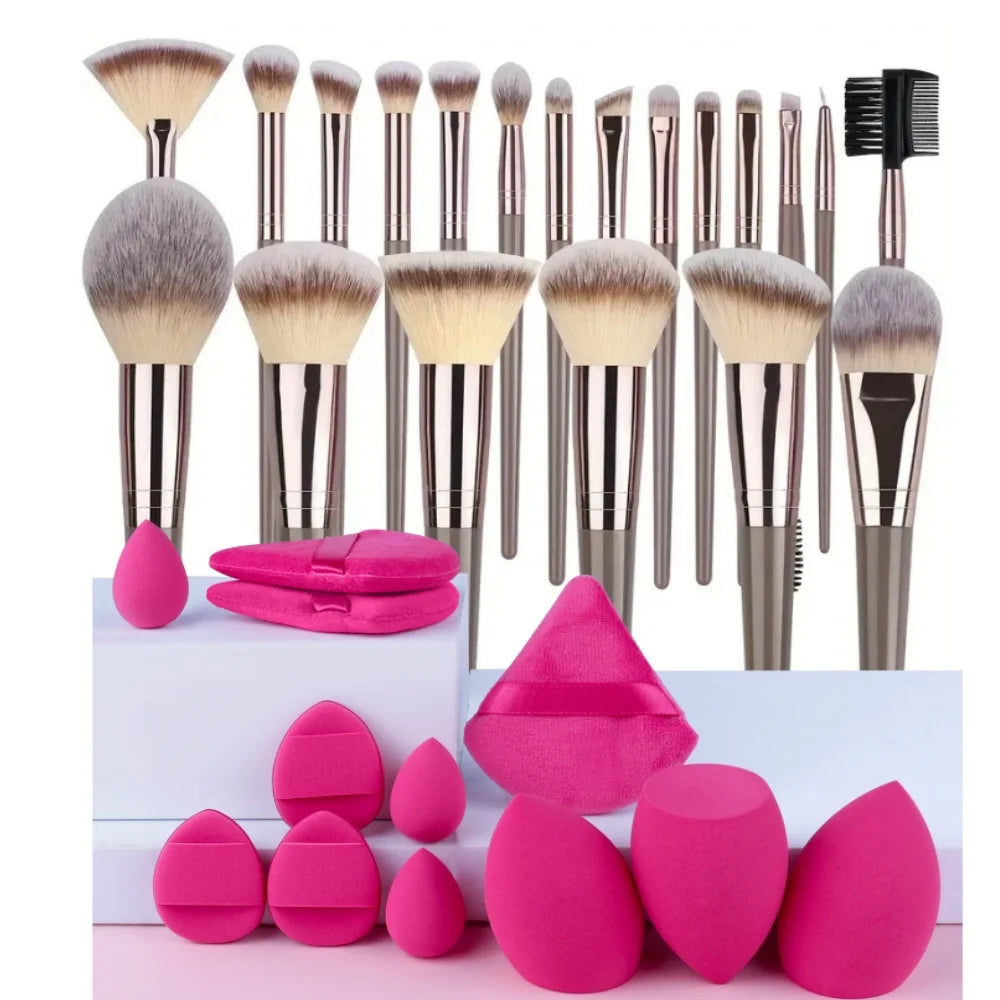 Beauty Blender, Powder Puff and Professional Brush Makeup Set