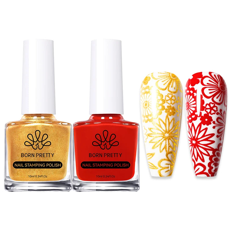 BORN PRETTY 2Pcs/Set 10ML Black and White Stamping Nail Polish