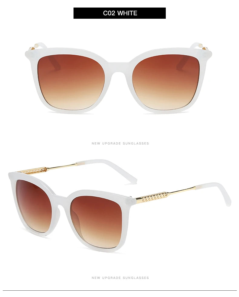 Classic Gold Accent Square Retro Sunglasses