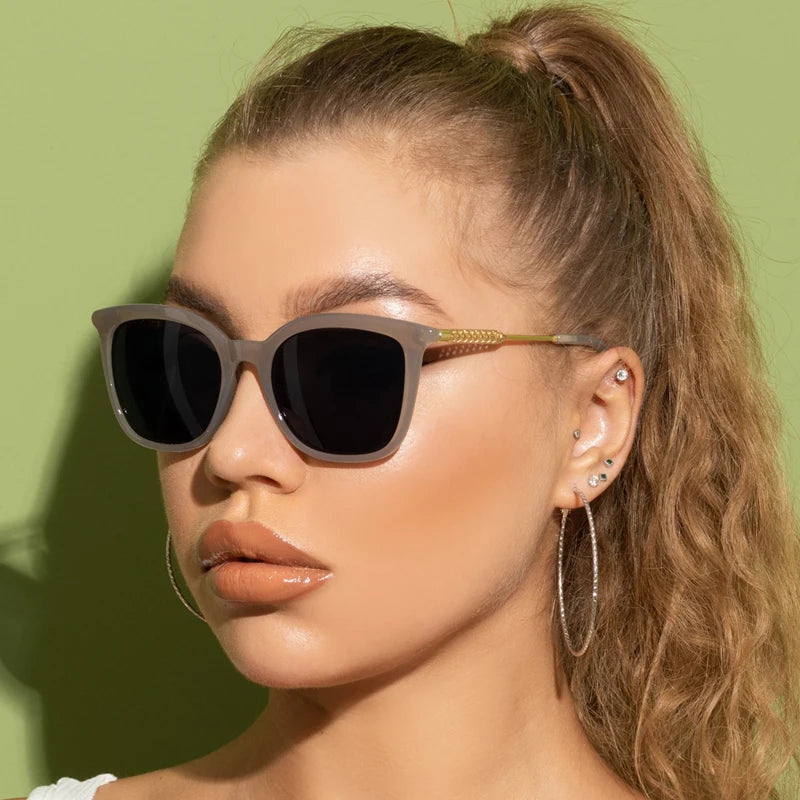 Classic Gold Accent Square Retro Sunglasses