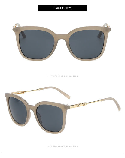 Classic Gold Accent Square Retro Sunglasses