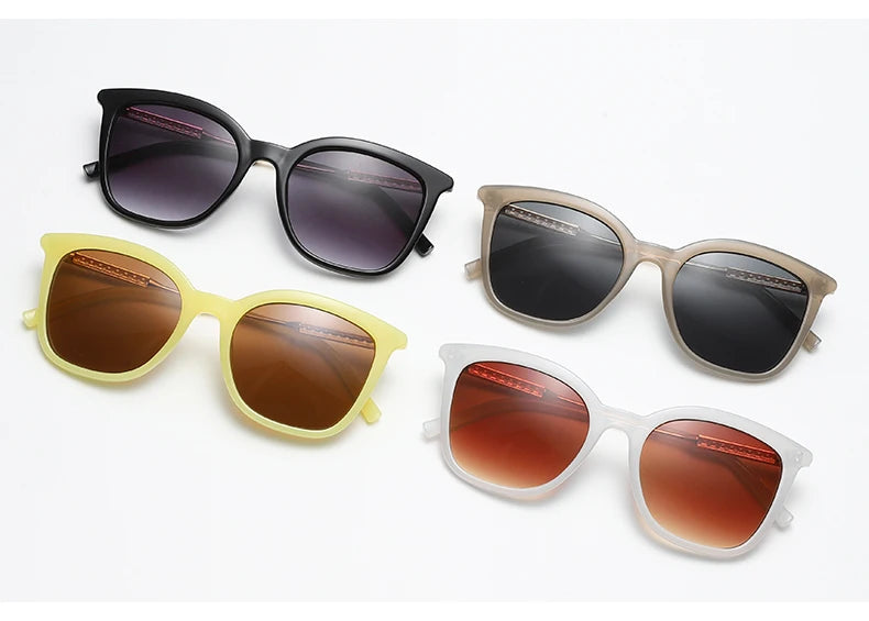 Classic Gold Accent Square Retro Sunglasses