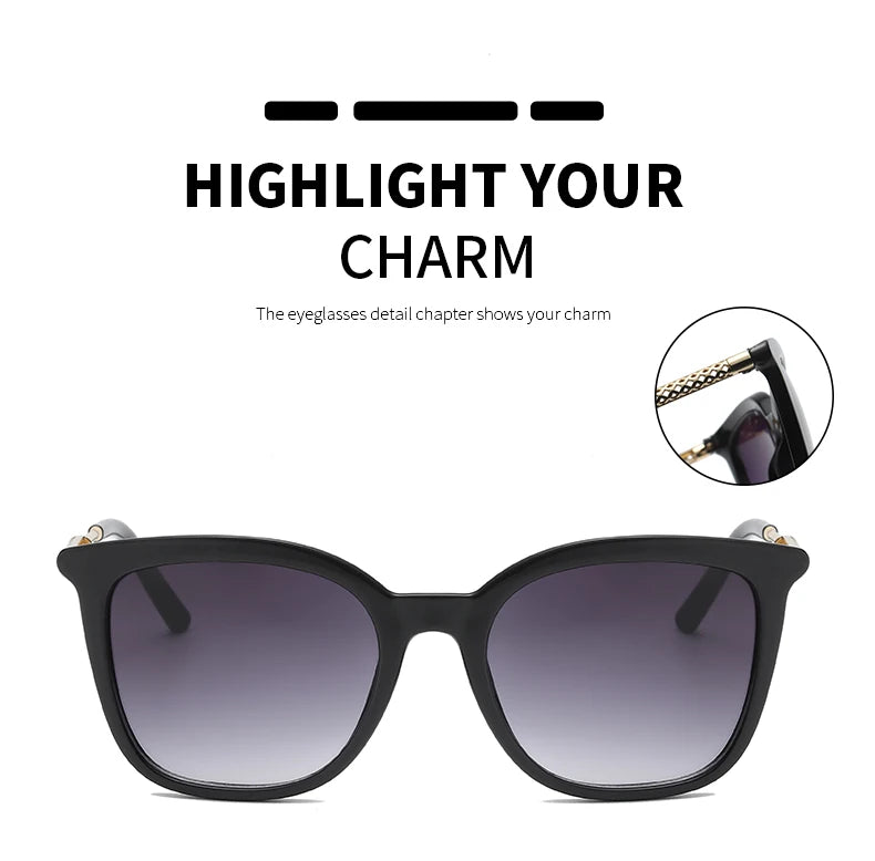 Classic Gold Accent Square Retro Sunglasses