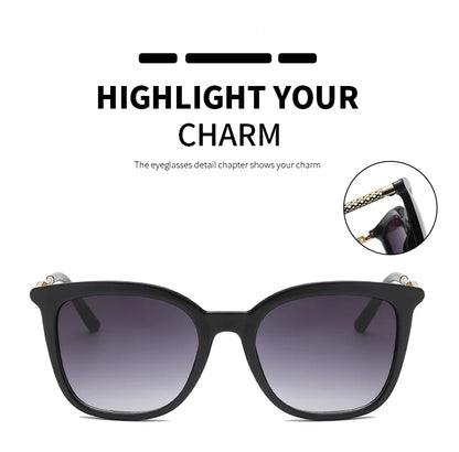 Classic Gold Accent Square Retro Sunglasses