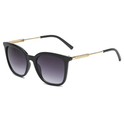 Classic Gold Accent Square Retro Sunglasses