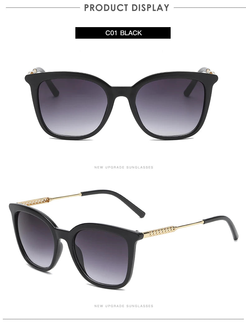 Classic Gold Accent Square Retro Sunglasses
