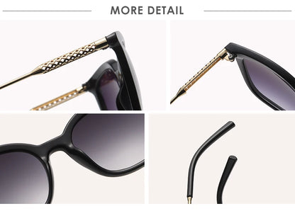 Classic Gold Accent Square Retro Sunglasses