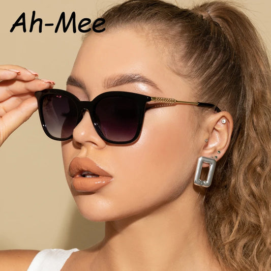 Classic Gold Accent Square Retro Sunglasses
