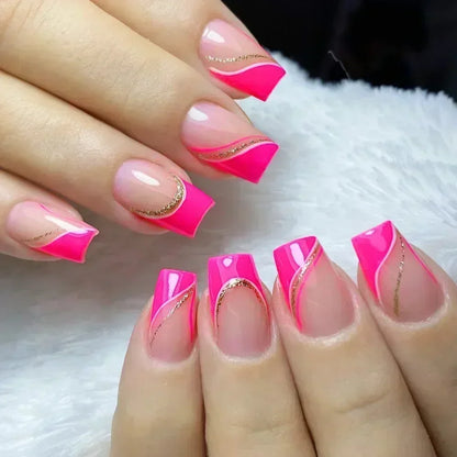 24Pcs Medium Short Square Press on Nails
