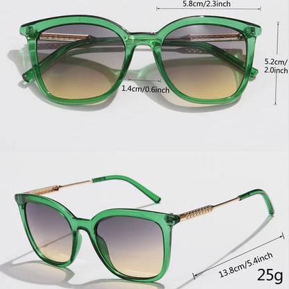 Classic Gold Accent Square Retro Sunglasses
