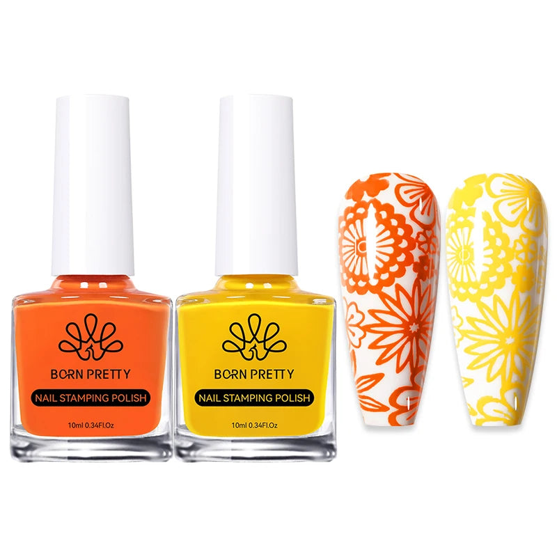 BORN PRETTY 2Pcs/Set 10ML Black and White Stamping Nail Polish