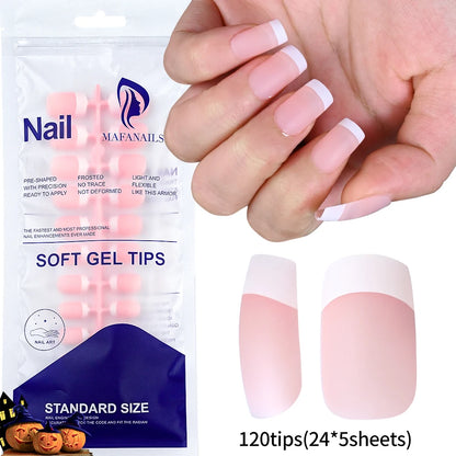 120Pcs Colourful French Tip Square Press on Nails