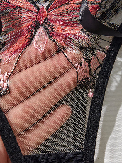 Elegant Butterfly Matching Lingerie set with sexy accents.