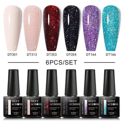 MEET ACROSS 6Pcs Gel Nail Polish Set