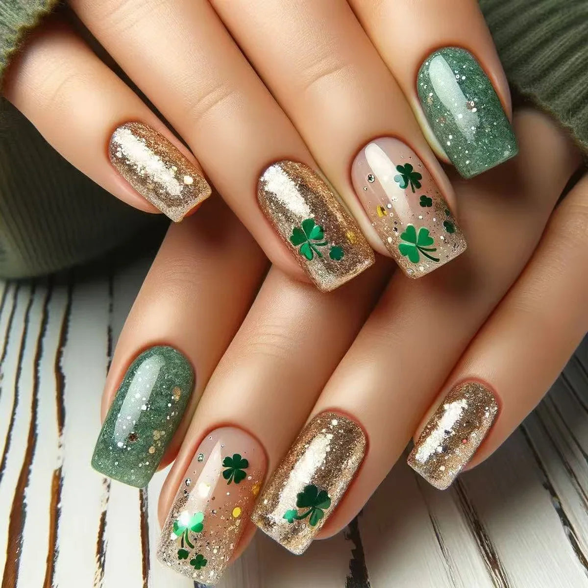 24Pcs Medium Short Square Press on Nails