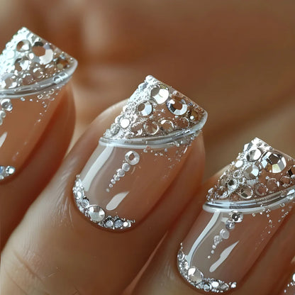 24Pcs Medium Short Square Press on Nails