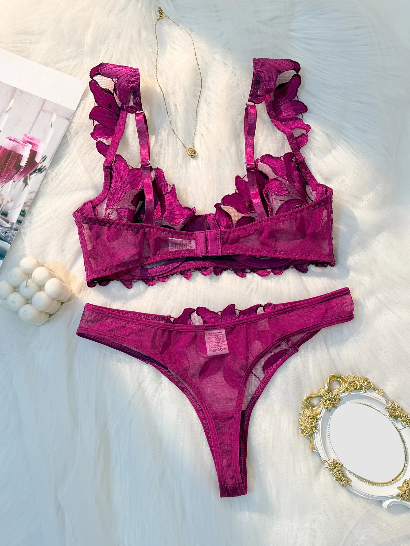 Floral Pattern 2 Piece Lingerie Set
