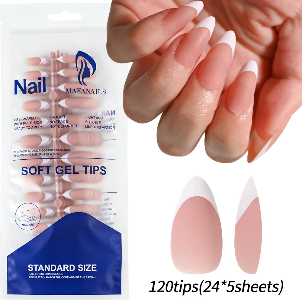 120Pcs Colourful French Tip Square Press on Nails