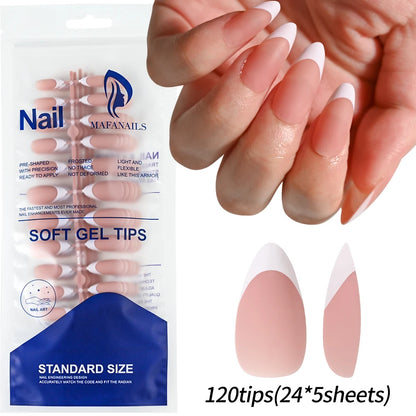 120Pcs Colourful French Tip Square Press on Nails