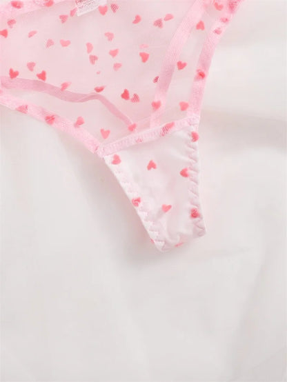 Lace Heart Themed Lingerie Set