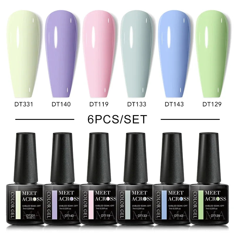 MEET ACROSS 6Pcs Gel Nail Polish Set