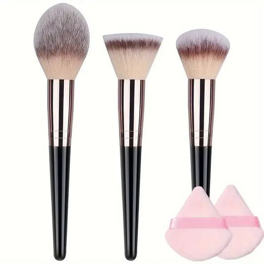 Professional 3 Pcs Makeup Brush Set with Powder Puff