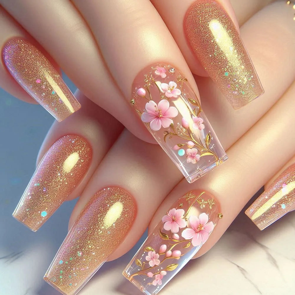 24Pcs Medium Short Square Press on Nails