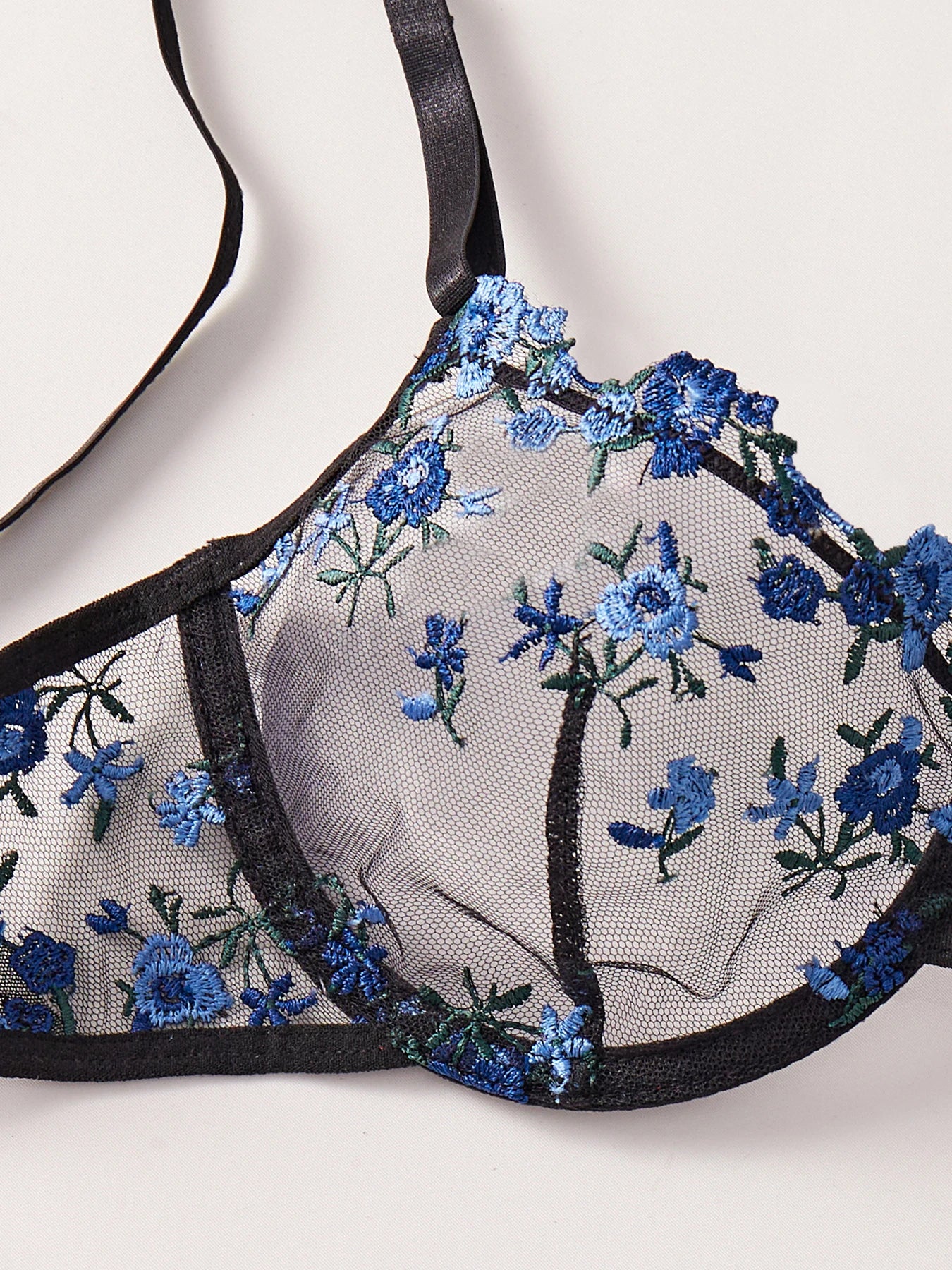 Heart Rhinestone Floral Underwear Set