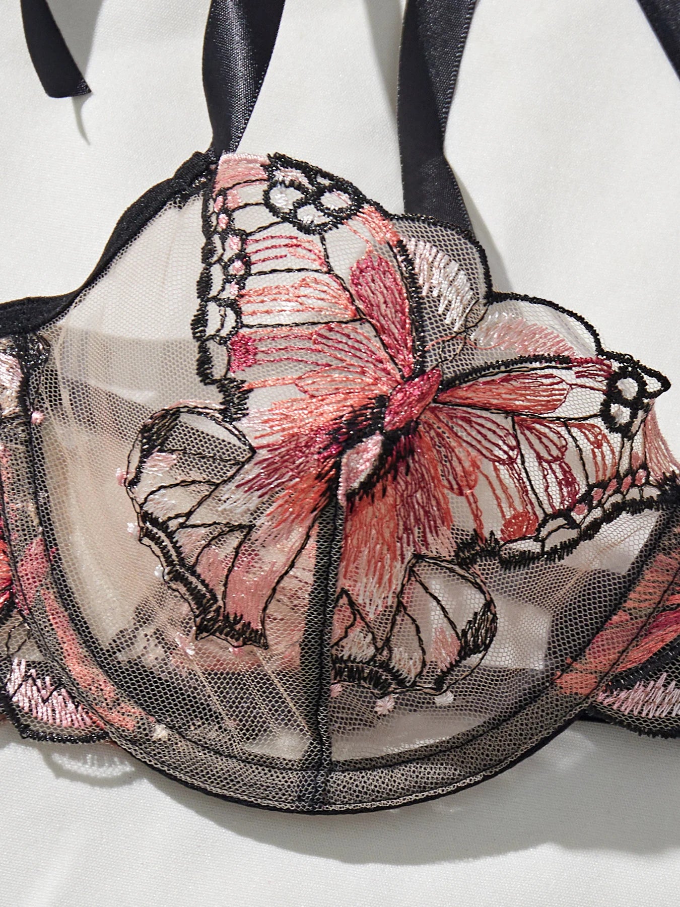 Elegant Butterfly Matching Lingerie set with sexy accents.