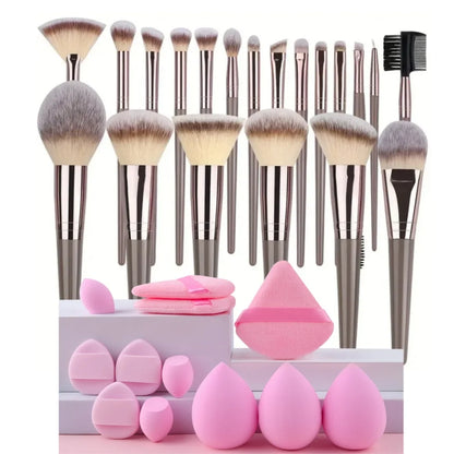 Beauty Blender, Powder Puff and Professional Brush Makeup Set